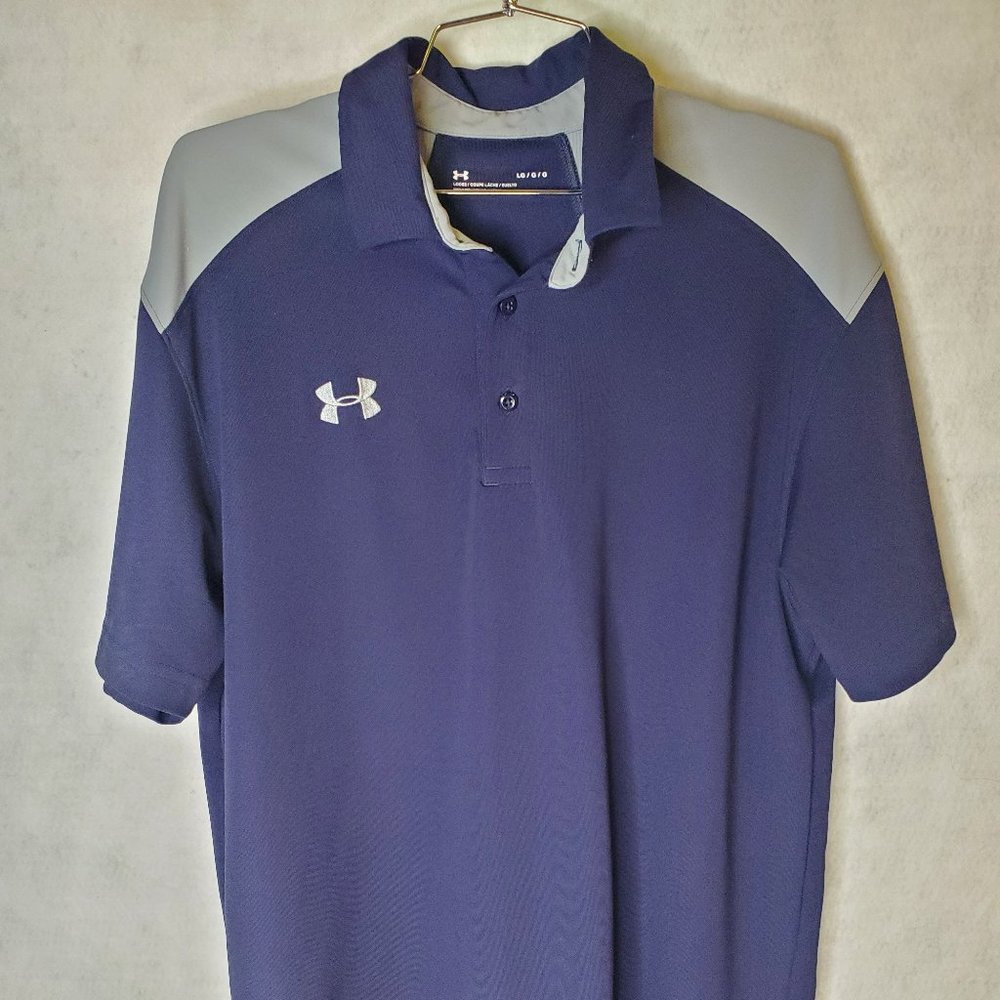 Man's Hurley Polo Golf Shirt Athletic Wear sz: L Heat Gear Navy/Gray